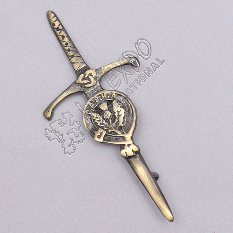 Scottish Thistle Sword Matt Black Finish Kilt Pin Made Of Brass Material Pin 