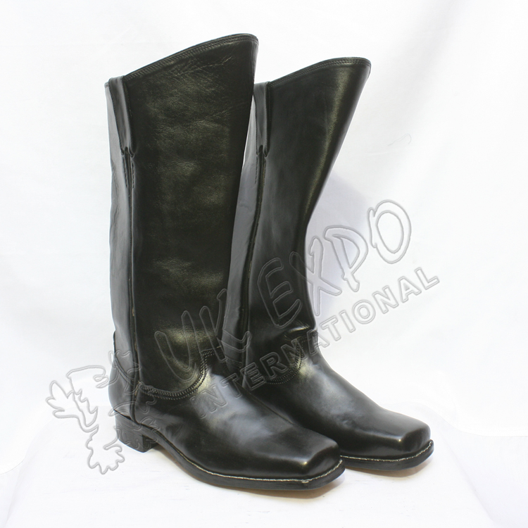 Civil War Black Leather Long Boots