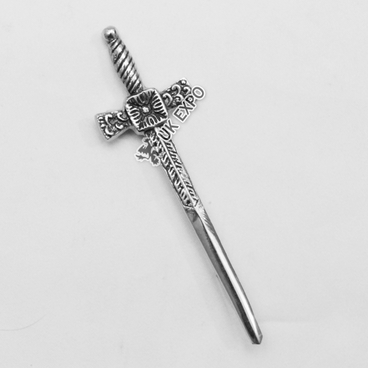 Cross Designs Kilt Pin with Black Color Filling