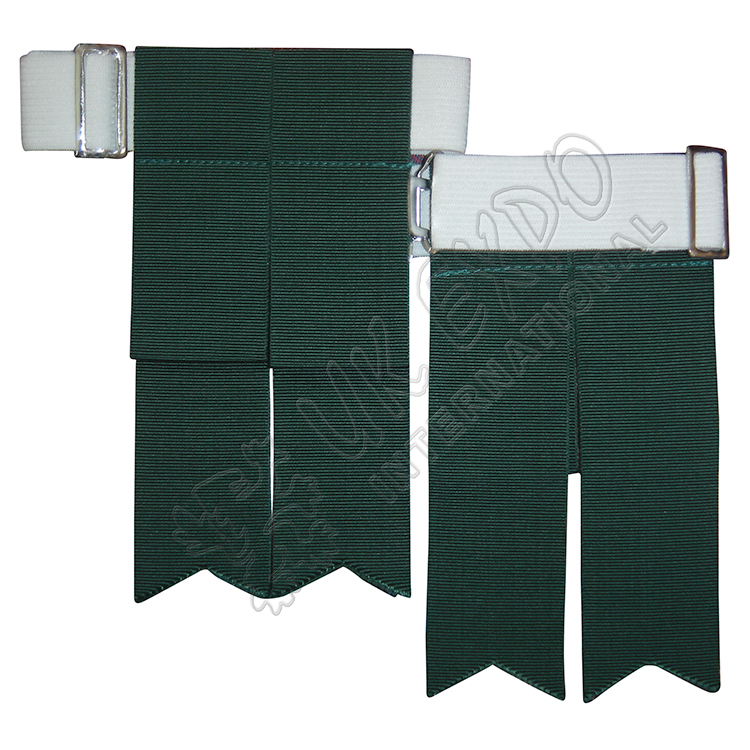 Dark Green Color Garter Flashes With Adjustable Buckle
