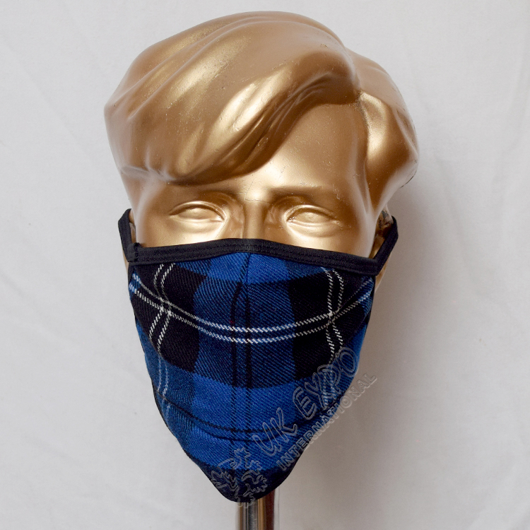 Dark Ramsay Blue Tartan Scottish Style Mask