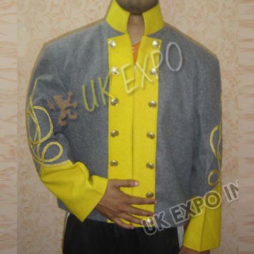 Double breast shell jacket Gray with Yellow 2 Row gold braid