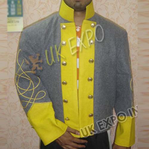 Double breast shell jacket Gray with Yellow single Row gold braid