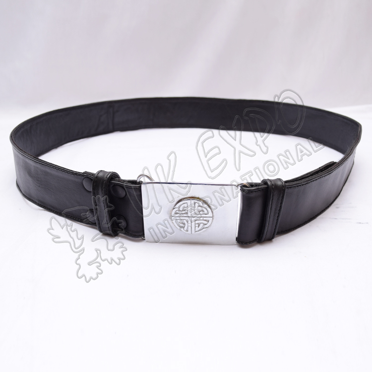 1.5 inches wide Double sided Leather Belt with Snaps Closing Celtic Buckle