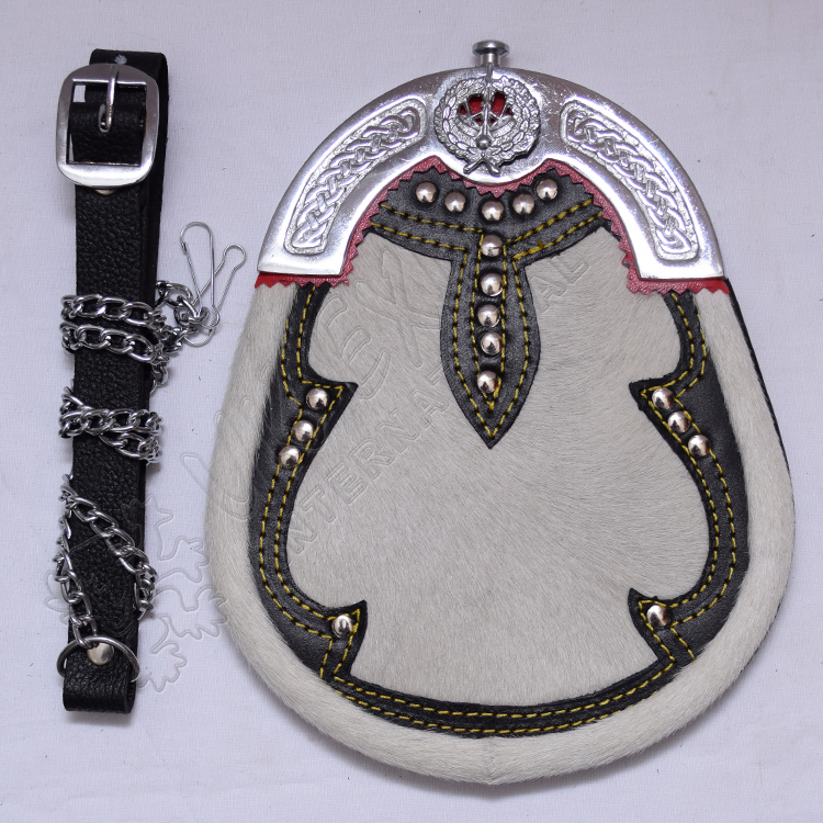 Drummer badge on Cantle top ,White Goat Sking , Black leather , Studs