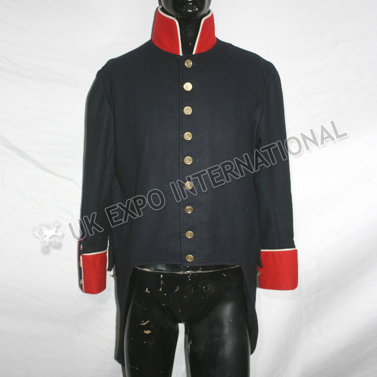 French Dark Blue coat with Red Color and Cuff 