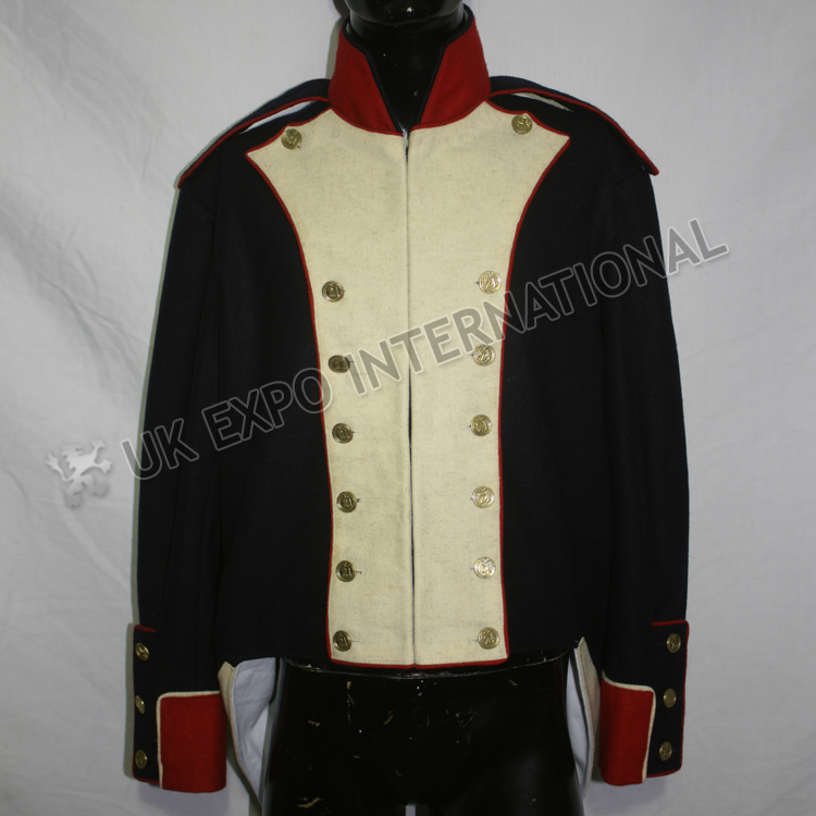 French Habit 1808 Dark Blue with white front and red piping