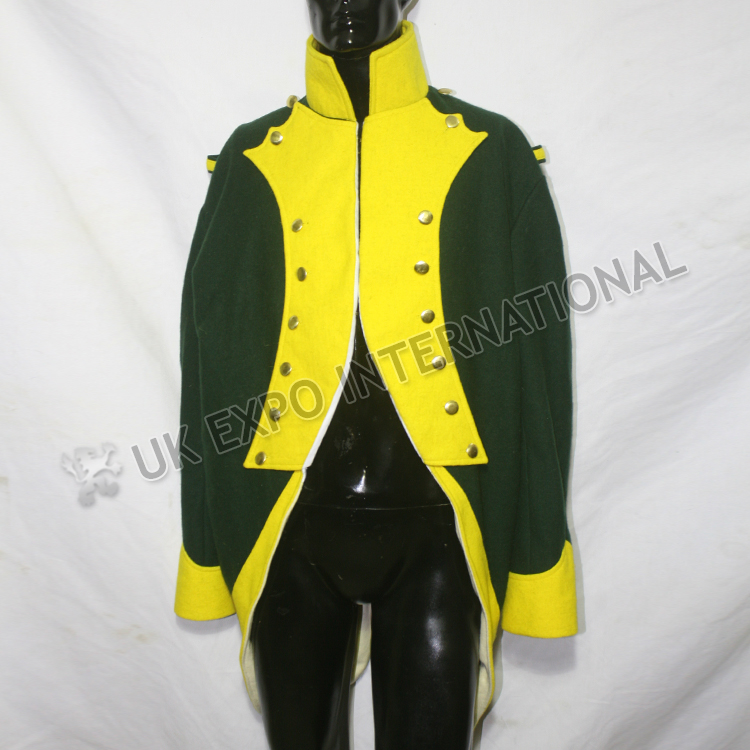 French Spanish Dark Green Coat with Yellow Collar and cuff