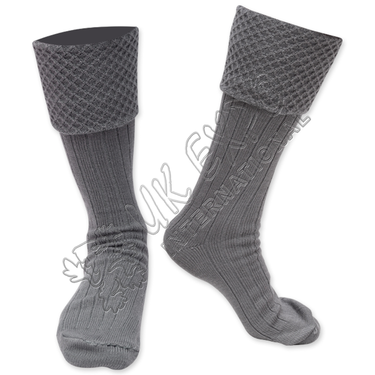 Diamond Cuff Men Gray Scottish Highland Wear Kilt Hose Socks