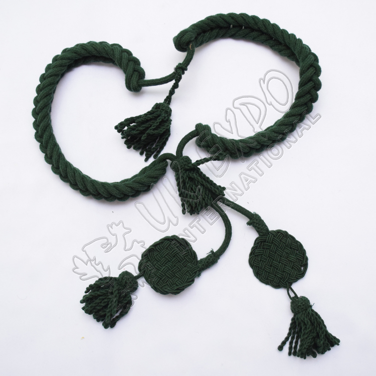 Green color Grenadier Cord in Available in Wool Cotton and Silk