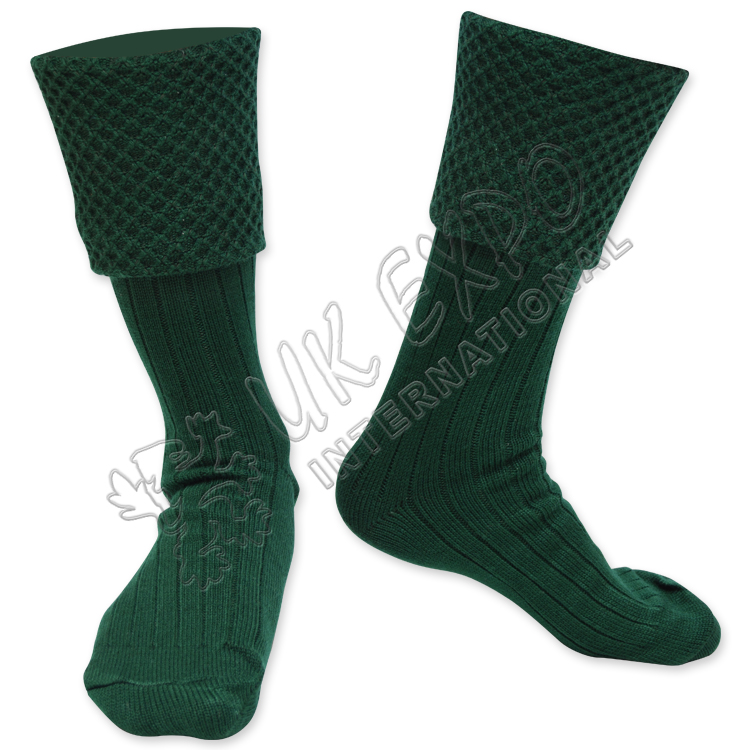 Diamond Cuff Men Green Scottish Highland Wear Kilt Hose Socks