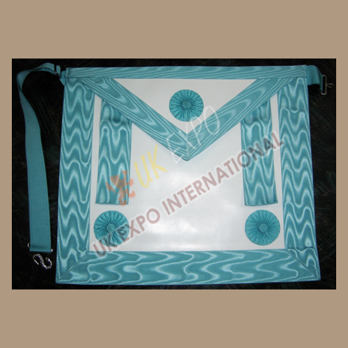Masonic Bag White Leather Skyblue Color Ribbon 3 rosetts