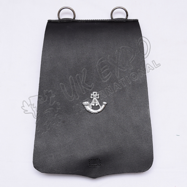 Medieval Black Leather Pouch With Metal Badge
