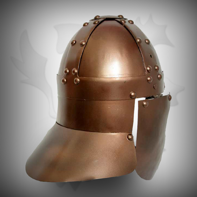 Medieval Head Armor in Ancient Copper
