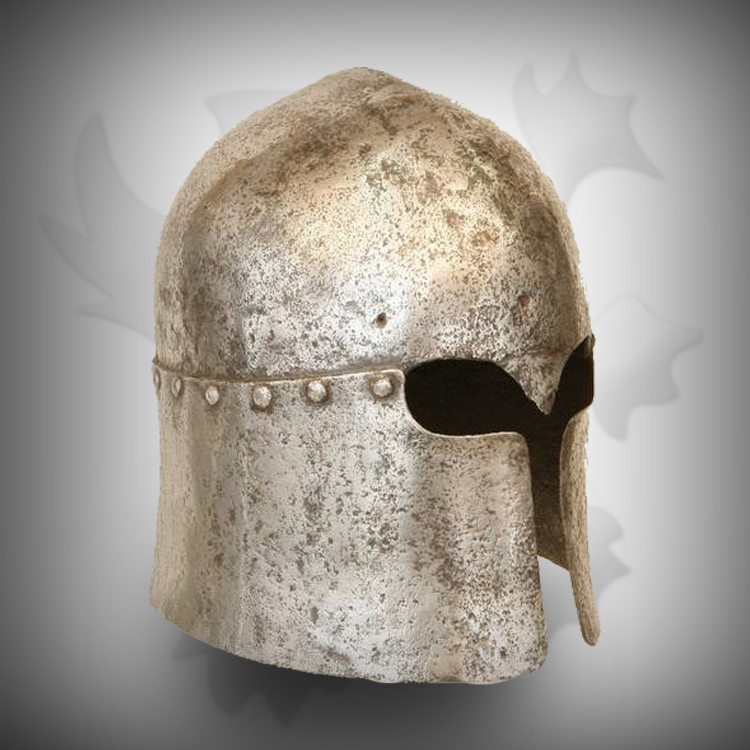 Medieval Head Armor in Ancient Silver With Rough designs