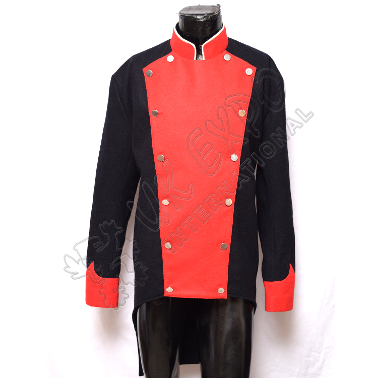 Napoleonic British French Jacket Dark Blue Main Body With Red Front Colar and Cuff 
