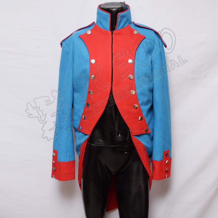 Napoleonic French Jacket Sky Blue Color with Red front