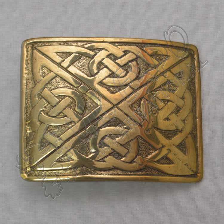New Celtic Cross Knot Brass Kilt Buckle
