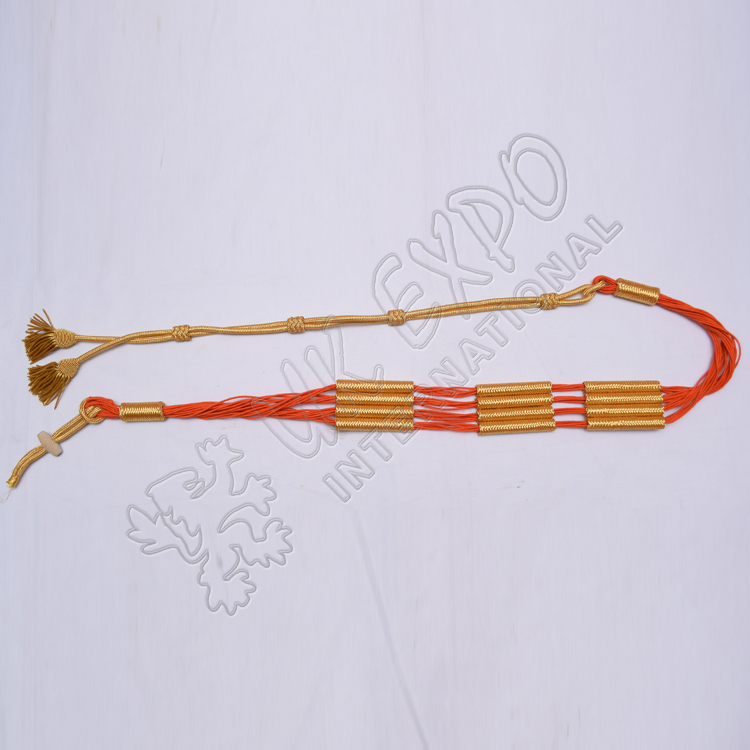 Orange and Golden color cotton Russian braid barrel sash