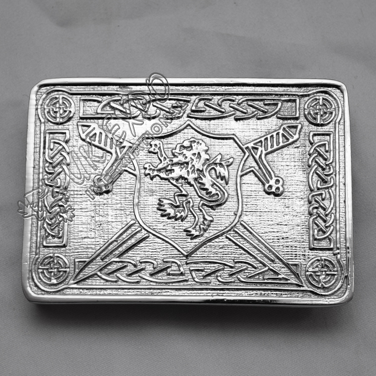 Rampart lion Shield Buckle with Celtic Knot work