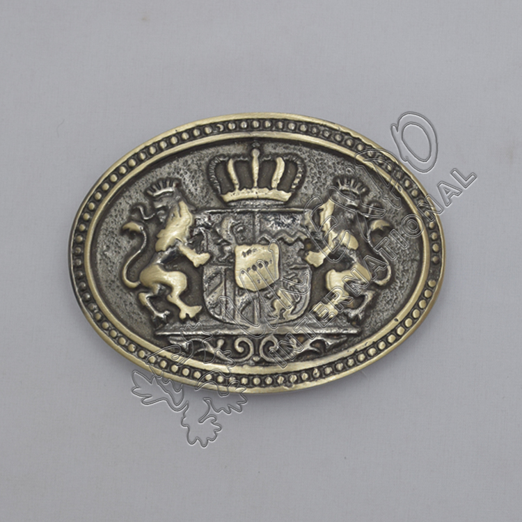 Rampart Lion with Crown Brass Antique Kilt Belt Buckle