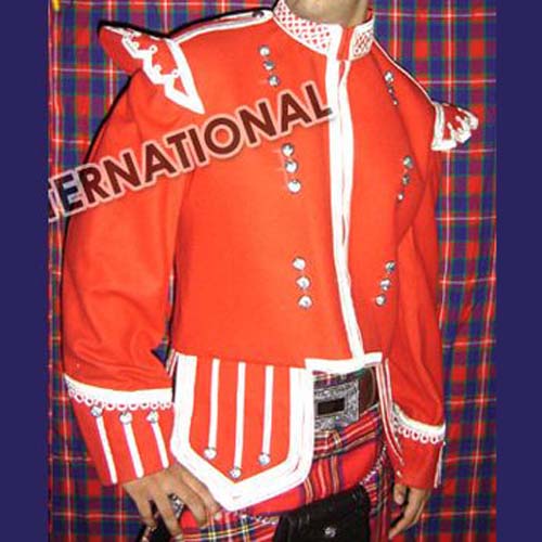 Red Blazer Silver Braided Doublet Roung Buttons