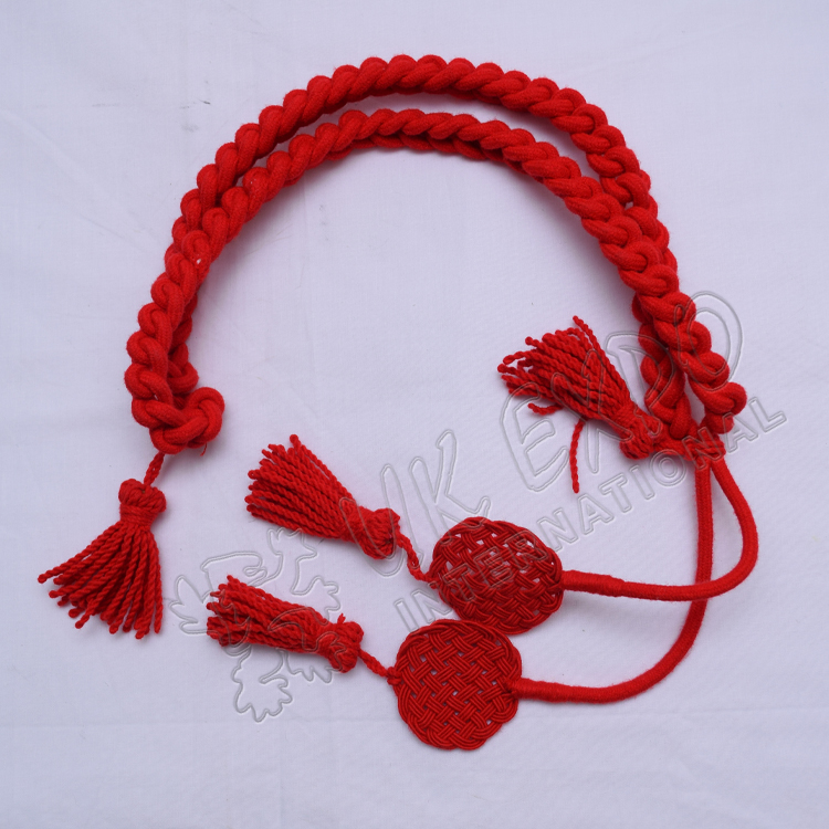Red color Grenadier Cord in Available in Wool Cotton and Silk