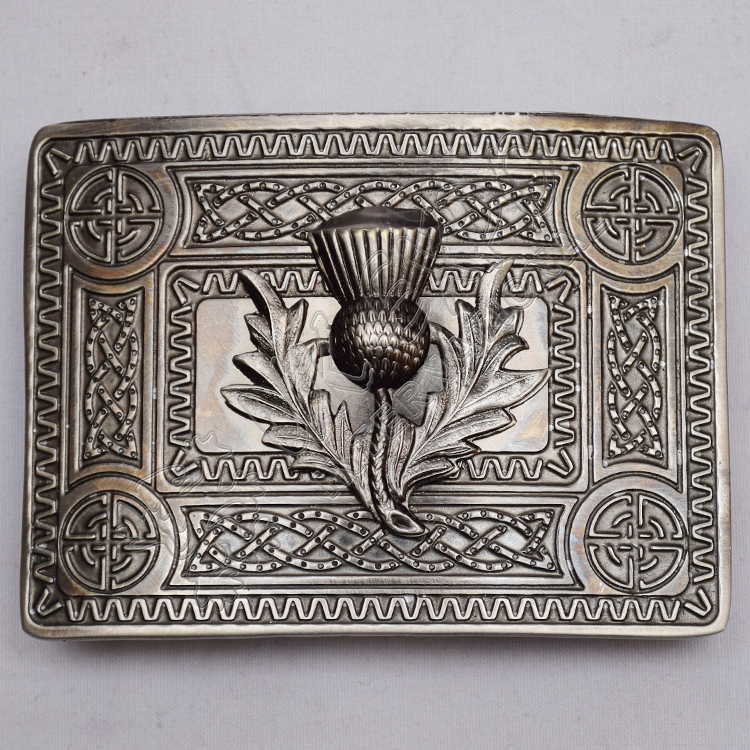 Scottish Antique Celtic Design Buckle With Thistle Badge