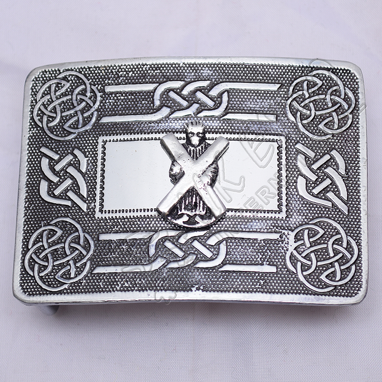 Scottish Celtic Design Kilt Buckle Black Color Filing With St Andrews Badge