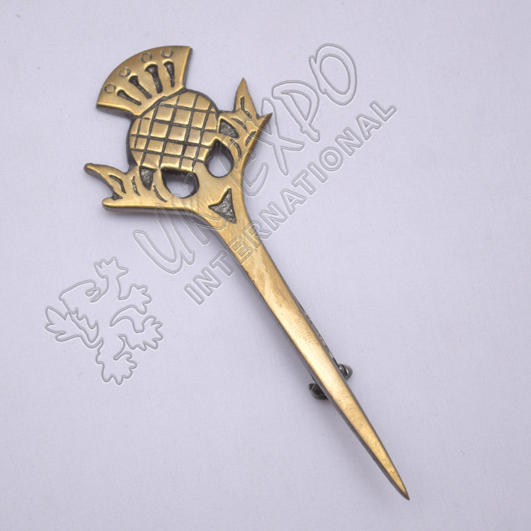 Scottish Flower Brass Antique Kilt Pin