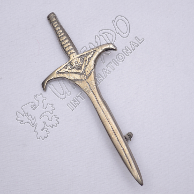 Scottish Flower Sword Shiny Antique Kilt Pin