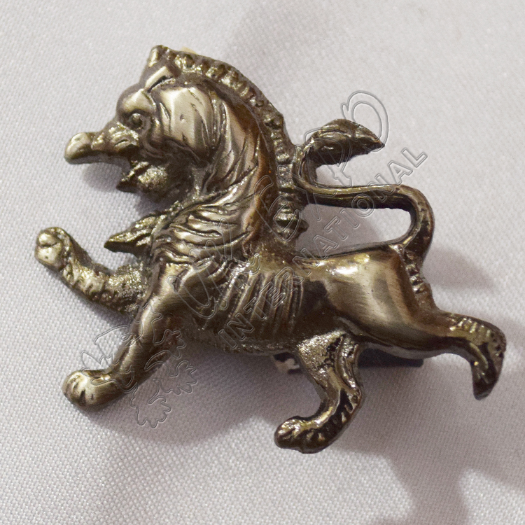 Scottish Rampart Lion Brass Antique Metal Badge