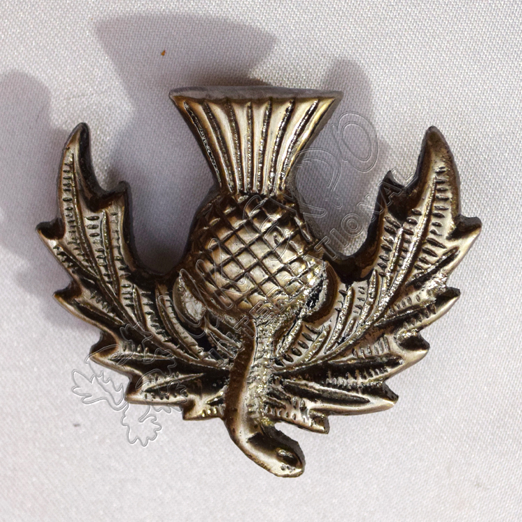 Scottish Thistle Brass Antique Metal Badge