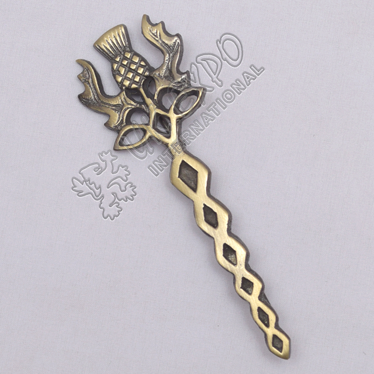 Scottish Thistle Knot Work Brass Antique Kilt Pin