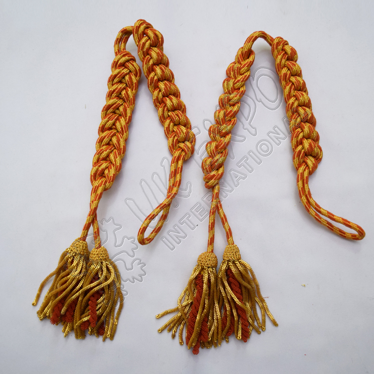 Shako Cord Orange and Gold Color Silk and Gold Bullion Tessel