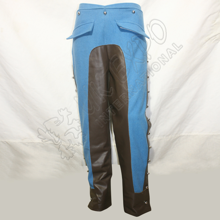 Sky Blue Color Riding breeches hussar Trouser with Brown Leather inseam