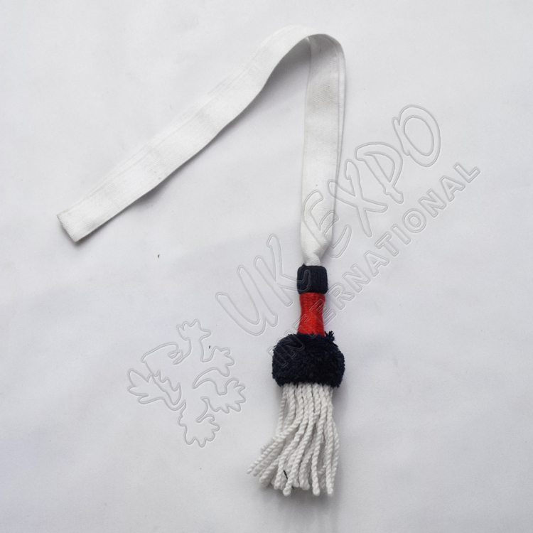 Sword Knot Silver Braid and Silver fringes, Black and Red Wool Cuff