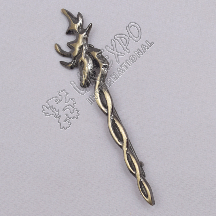 Stag Face Knot Work Brass Antique Kilt Pin 