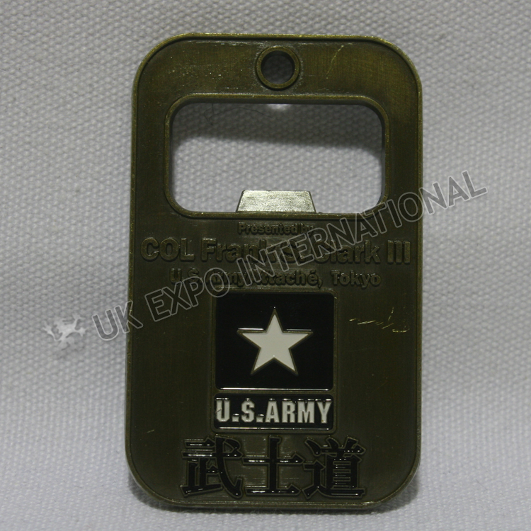 US Army Brass Badge with Bottle Opener