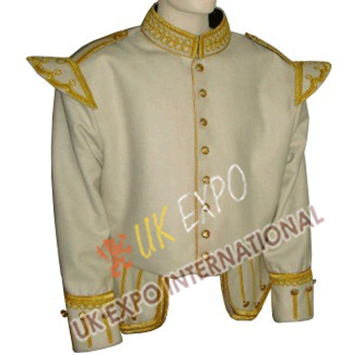 White color Doublet with Golden Embroidery and Braid cord