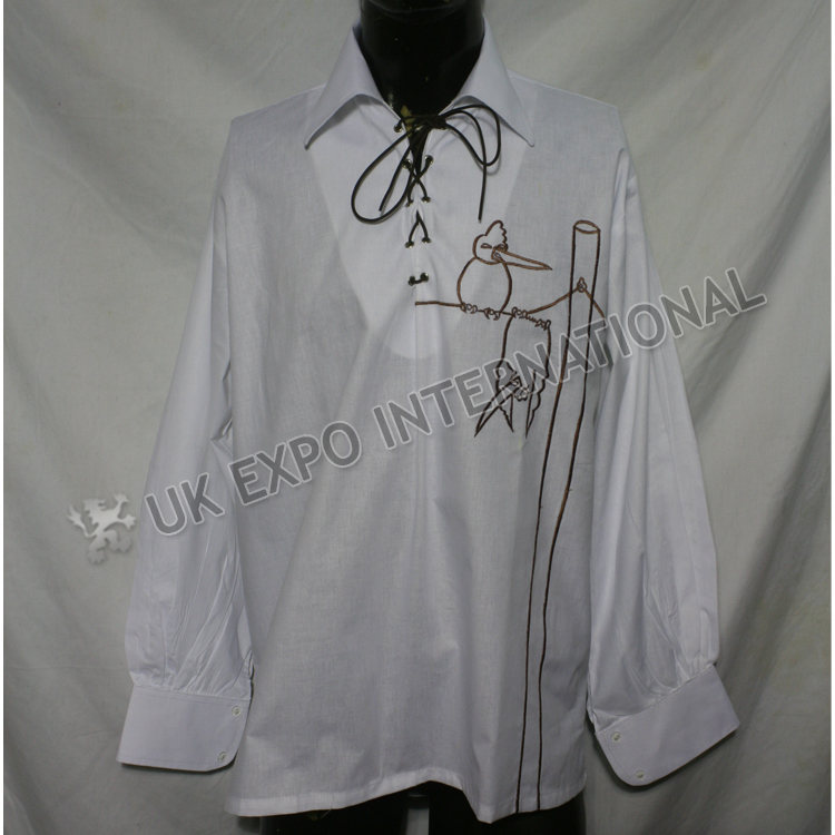 White color with black leather Lace Jacobite shirt