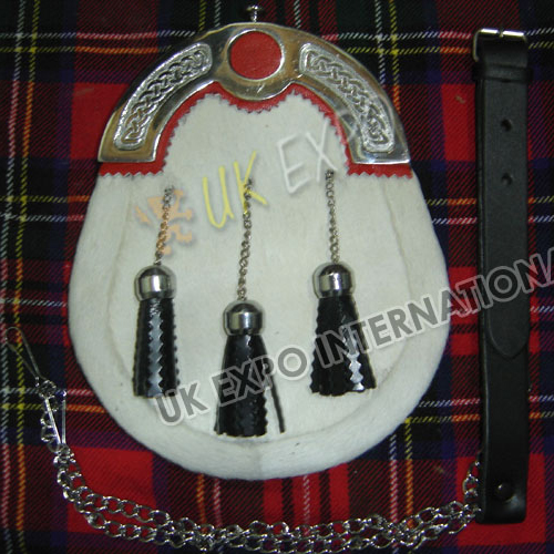 white Goat sking with celtic Cantle with Red Backing