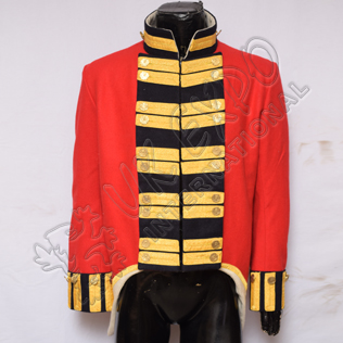 21st Gold Buttons with Gold Braid front double Brest and Red Main body Black Collar
