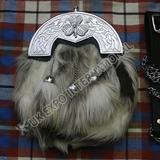 Artificial multi color fur with Celtic cantel dress sporran