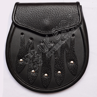 Black Embossed Leather Sporran 