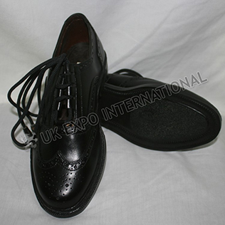 Black Ghillie Brogues Real Leather Upper - Rubber Sole