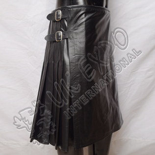 Black Leather Utility Kilt 3 Straps