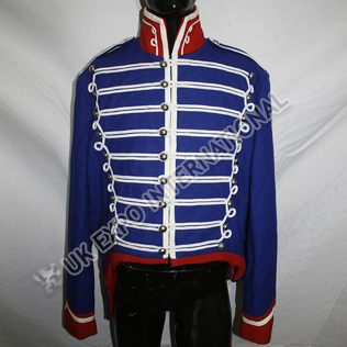 Blue Karoko hussar jacket with red Collar and cuff