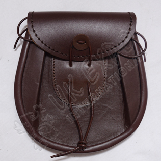 Brown Color Two-Tone Sporran Leather Embossed