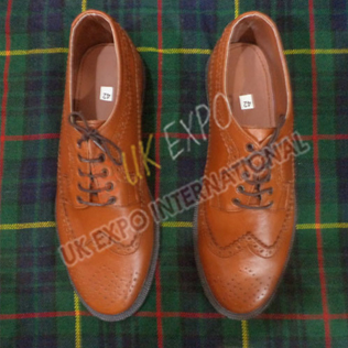 Brown Ghillie Brogues Real Leather Upper Shoes